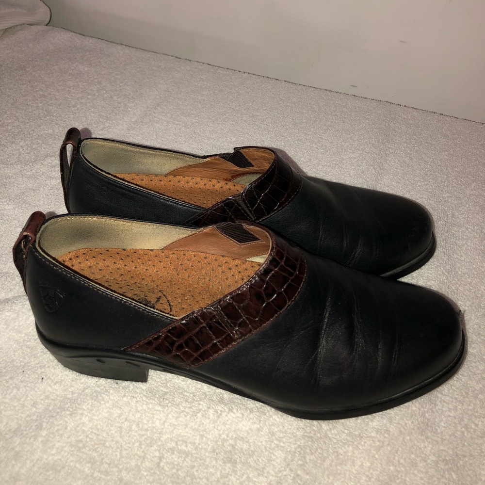 Ariat Black Slip-On Ankle Booties with Dark Brown Accent